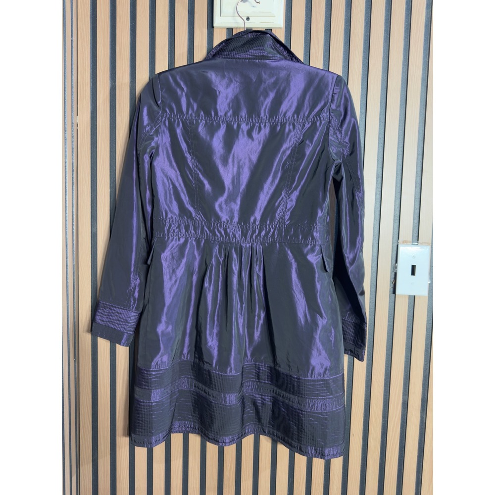 Burberry London Metallic Purple Nylon Trench Coat Jacket Made in Italy Size 6 - Picture 16 of 16